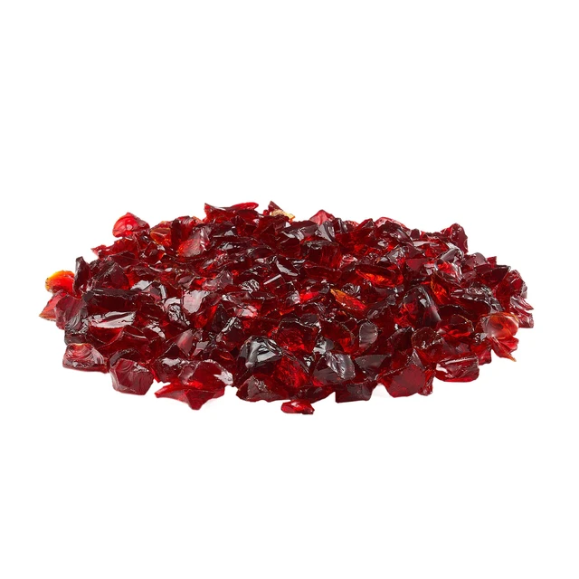 Alt view image 8 of 8 - Fire Glass, 10 LBS / 4.5 KG Smokeless & High-Temperature Resistant Fireplace Rocks, 3/4-Inch / 19.05 mm Reflective Firepit Glass Rock, High Luster Stone Landscaping for Fire Pit Table, Red