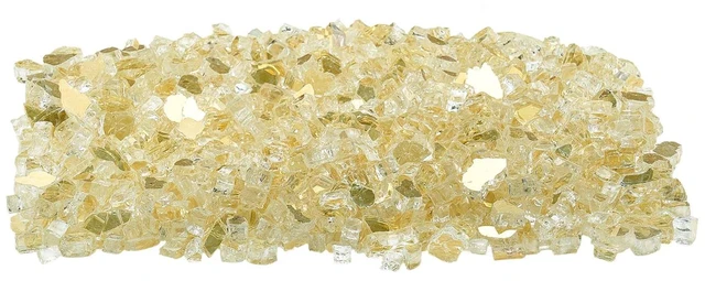 Alt view image 8 of 8 - Fire Glass, 10 LBS / 4.5 KG High-Temperature Resistant Fireplace Rocks, 1/2-Inch / 12.7 mm Reflective & Smokeless Firepit Glass Rock, High Luster Stone Landscaping for Fire Pit Table, Gold