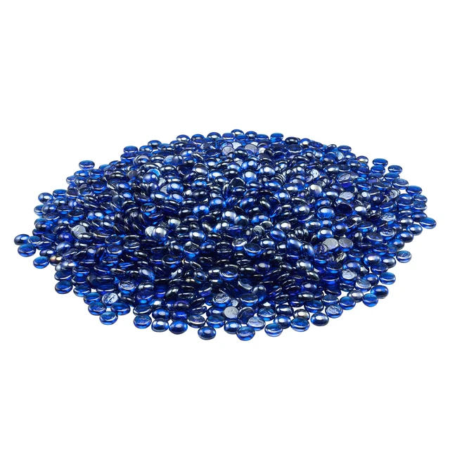 Alt view image 8 of 8 - Fire Glass, 10LBS/4.5KG High-Temperature Resistant Fireplace Rocks, 3/4-Inch / 19.05 mm Reflective & Smokeless Firepit Glass Beads, High Luster Stone Landscaping for Fire Pit Table, Cobalt Blue