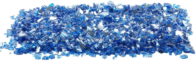 Alt view image 8 of 8 - Fire Glass, 10LBS / 4.5KG High-Temperature Resistant Fireplace Rocks, 1/4-Inch / 6.35 mm Reflective & Smokeless Firepit Glass Rock, High Luster Stone Landscaping for Fire Pit Table, Cobalt Blue