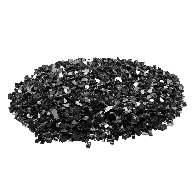 Alt view image 8 of 8 - Fire Glass, 20 LBS / 9.0 KG High-Temperature Resistant Fireplace Rocks, 1/2-Inch / 12.7 mm Reflective & Smokeless Firepit Glass Rock, High Luster Stone Landscaping for Fire Pit Table, Black