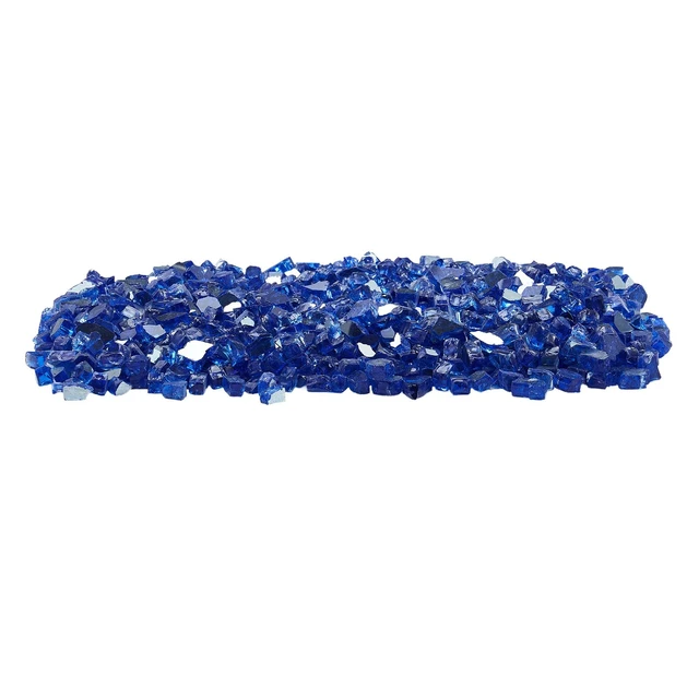 Alt view image 9 of 9 - Fire Glass, 35LBS / 15.88KG High-Temperature Resistant Fireplace Rocks, 1/2-Inch / 12.7mm Reflective & Smokeless Firepit Glass Rock, High Luster Stone Landscaping for Fire Pit Table, Cobalt Blue