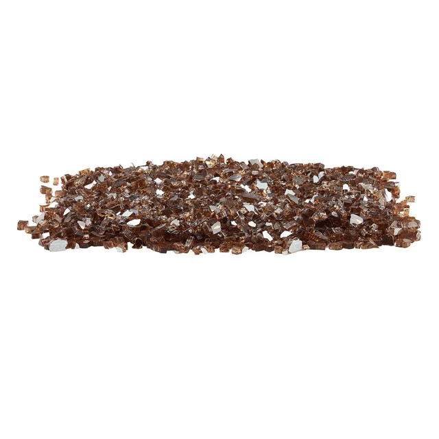 Alt view image 8 of 8 - Fire Glass, 10 LBS / 4.5 KG High-Temperature Resistant Fireplace Rocks, 1/4-Inch / 6.35 mm Reflective & Smokeless Firepit Glass Rock, High Luster Stone Landscaping for Fire Pit Table, Copper