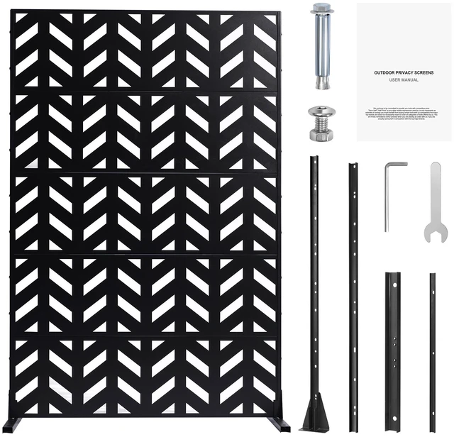 Alt view image 8 of 8 - VEVOR Metal Privacy Screen 47" x 72" Freestanding Outdoor Privacy Screens for Patio