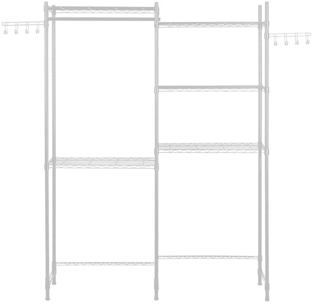 Alt view image 8 of 8 - Over Washer and Dryer Storage Shelves, 5 Tiers Laundry Room Drying Rack with Hanger Rod and Hooks, Two Rows Adjustable Washer Shelves Space Saver, for Laundry Room Storage & Organization, White