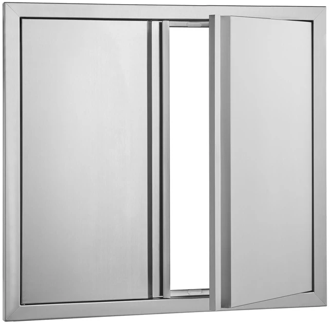 Alt view image 9 of 9 - BBQ Access Door, 26W x 24H Inch Double Outdoor Kitchen Door, Stainless Steel Flush Mount Door, Wall Vertical Door with Recessed Handles , for BBQ Island, Grilling Station, Outside Cabinet