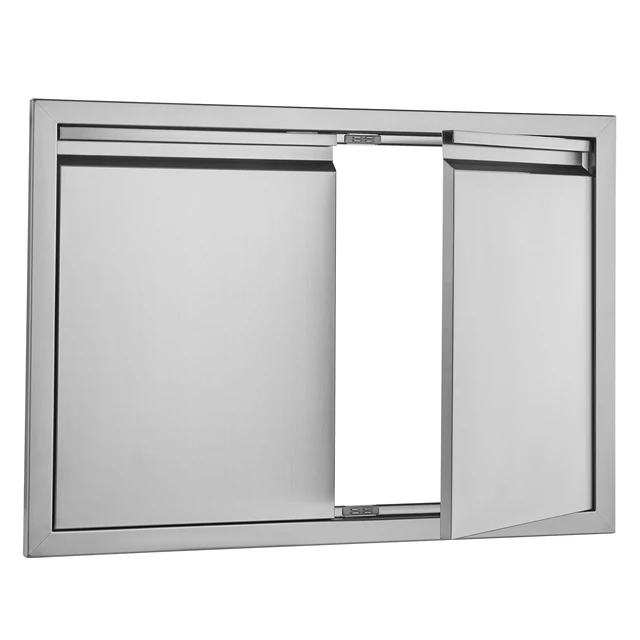 Alt view image 9 of 9 - BBQ Access Door, 30W x 21H Inch Double Outdoor Kitchen Door, Stainless Steel Flush Mount Door, Wall Vertical Door with Recessed Handles , for BBQ Island, Grilling Station, Outside Cabinet