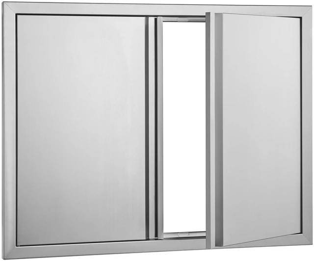 Alt view image 11 of 11 - BBQ Access Door, 31W x 24H Inch Double Outdoor Kitchen Door, Stainless Steel Flush Mount Door, Wall Vertical Door with Recessed Handles , for BBQ Island, Grilling Station, Outside Cabinet