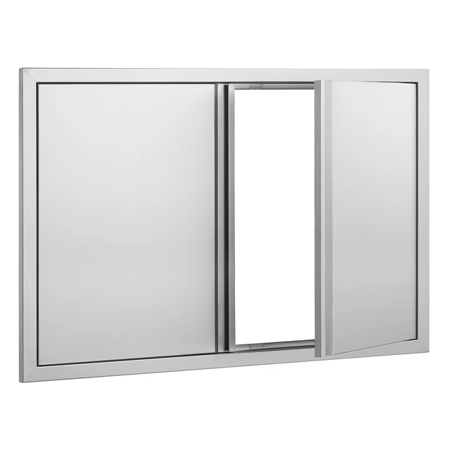 Alt view image 15 of 15 - BBQ Access Door, 36W x 24H Inch Double Outdoor Kitchen Door, Stainless Steel Flush Mount Door, Wall Vertical Door with Recessed Handles , for BBQ Island, Grilling Station, Outside Cabinet