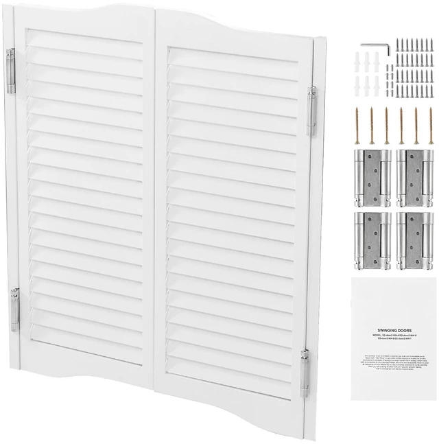 Alt view image 8 of 8 - Double Saloon Doors, 36"W x 36" H Arched Top Interior Swinging Cafe Doors, Premium Pine Wood, with Hinges & Hardware Kit, Easy to Install, for Hallway Kitchen Bar Pub Entrance, White