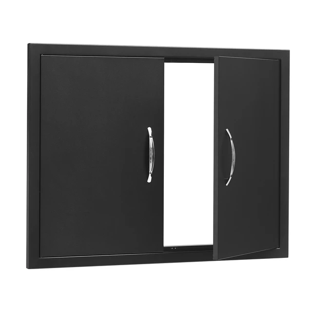 Alt view image 10 of 10 - BBQ Access Door, 788x610 mm Double Outdoor Kitchen Door, Cold Plate Flush Mount Doors, Wall Vertical Doors with Handles, for BBQ Island, Grilling Station (Stainless Steel + Oil-Sprayed Product)
