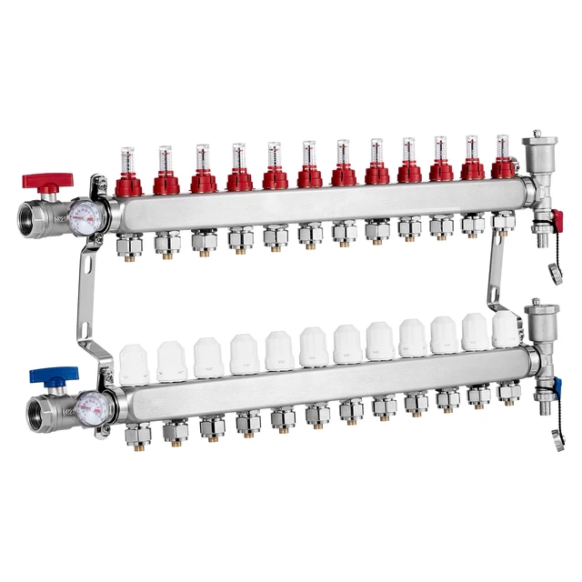Alt view image 9 of 9 - VEVOR 12-Branch Radiant Heat Manifold 1/2" PEX Tubing Floor Heating Manifold Set