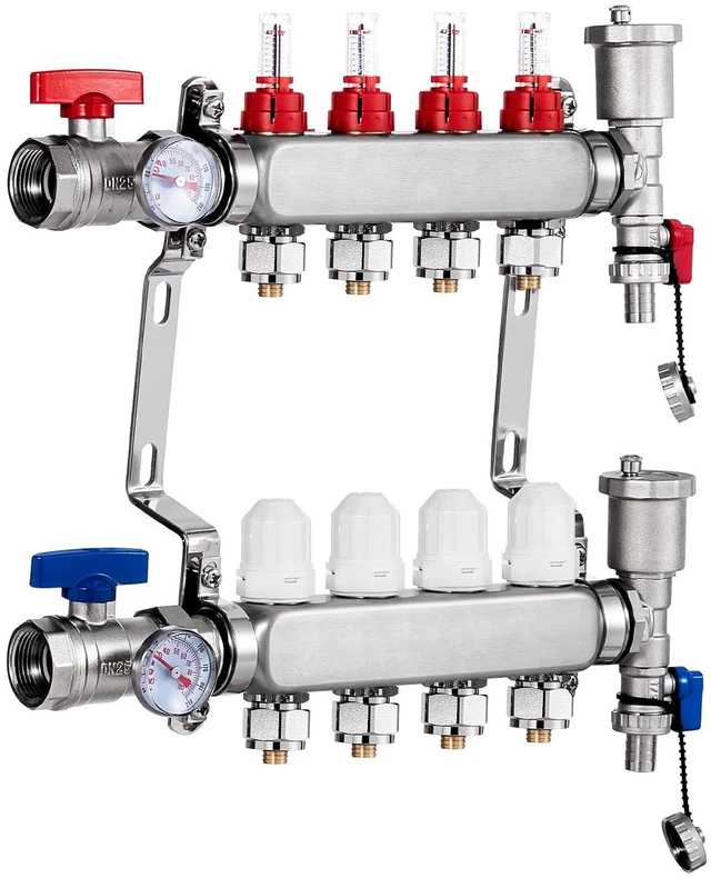 Alt view image 8 of 8 - VEVOR 4-Branch Radiant Heat Manifold 1/2" PEX Tubing Floor Heating Manifold Set