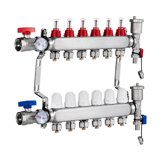 Alt view image 8 of 8 - VEVOR 6-Branch Radiant Heat Manifold 1/2" PEX Tubing Floor Heating Manifold Set