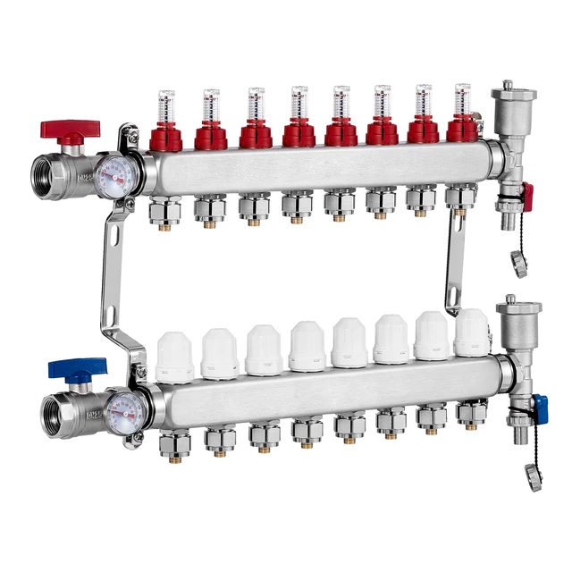 Alt view image 9 of 9 - VEVOR 8-Branch Radiant Heat Manifold 1/2" PEX Tubing Floor Heating Manifold Set