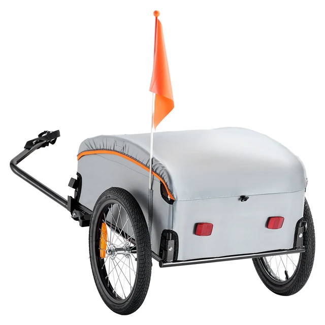 Alt view image 9 of 9 - VEVOR Bike Cargo Trailer, 100 lbs Load Capacity, Heavy-Duty Bicycle Wagon Cart, Foldable Compact Storage with Universal Hitch, Waterproof Cover, 16" Wheels, Safe Reflectors, Fits 22"-28" Bike Wheels