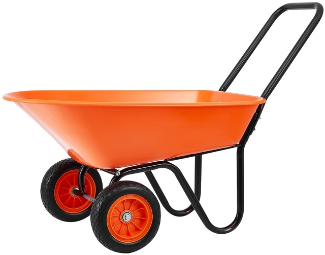 Alt view image 15 of 15 - Wheelbarrow Cart, 5 Cu. Ft. Load & 397 lbs Capacity, 2 Wheels Garden Dump Cart, Garden Wagon with Handle & 10" Wide Track Wheels, Easy Loading Utility Yard Cart & Wagons for Outdoor Lawn Yard