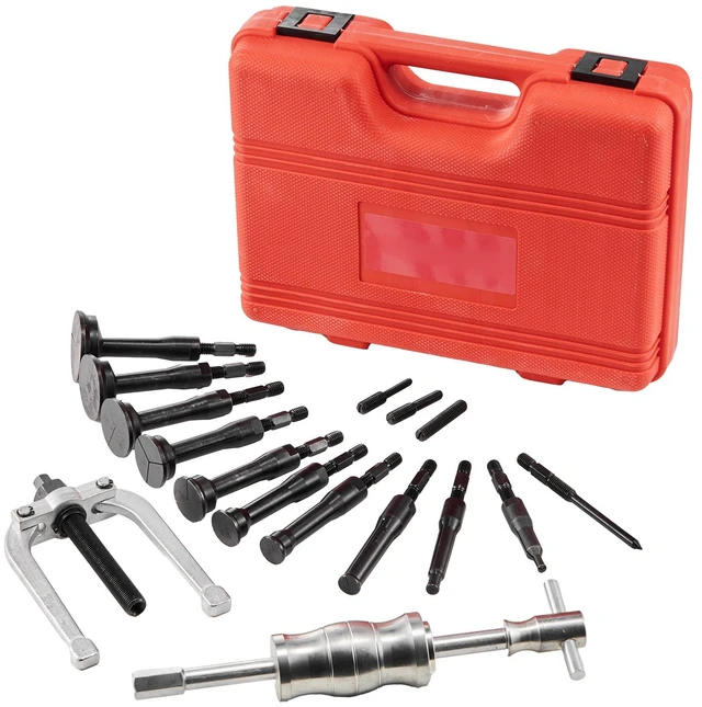 Alt view image 9 of 9 - Blind Hole Bearing Puller Set, 16-in-1 Inner Bearing Race and Seal Extractor Kit, 16 PCS Slide Hammer Pilot Insert Inner Internal Bearing Removal Tool Set with 10 Split Collets and Counterstay