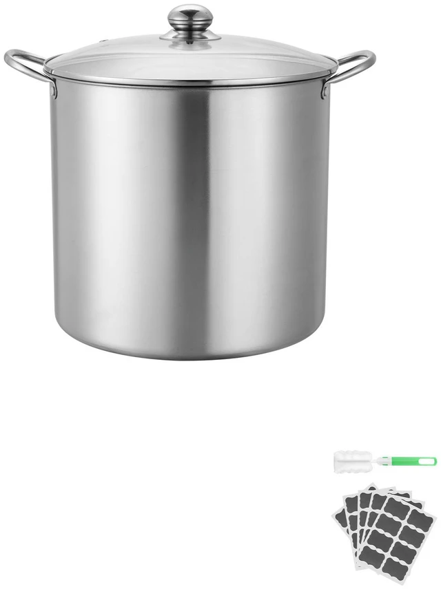 Alt view image 8 of 8 - 21 QT Canning Pot with Rack and Lid, Stainless Steel Waterbath Canner with Dual Handle and Glass Lid, Compatible with All Cooktops: Induction, Gas, Electric, Glass, Ceramic, Halogen