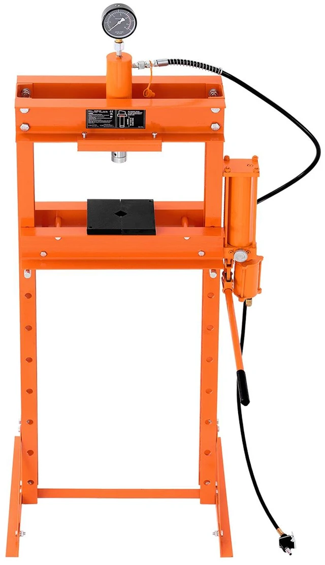 Alt view image 8 of 8 - Hydraulic Shop Press, 20 T H-Frame Pneumatic Shop Press with Press Plate, Stable Garage Floor Adjustable Hydraulic Press with Triangular Support, Fit for Bending, Straightening & Stamping