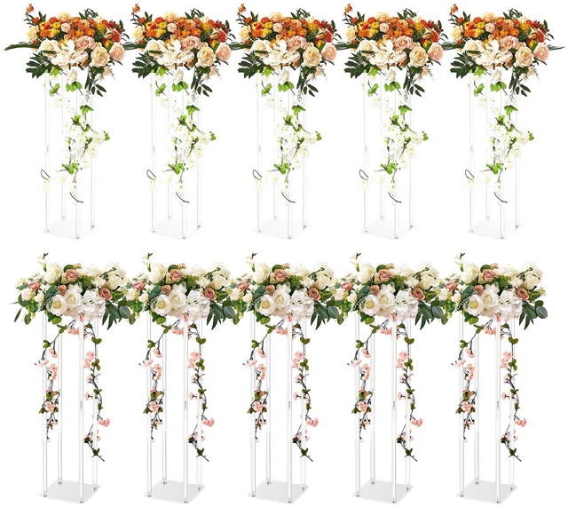 Alt view image 15 of 15 - 10PCS 23.6inch High Wedding Flower Stand, With Acrylic Laminate,Acrylic Vase Column Geometric Centerpiece Stands, Floral Display Rack for T-Stage Events Reception, Party Decoration Home