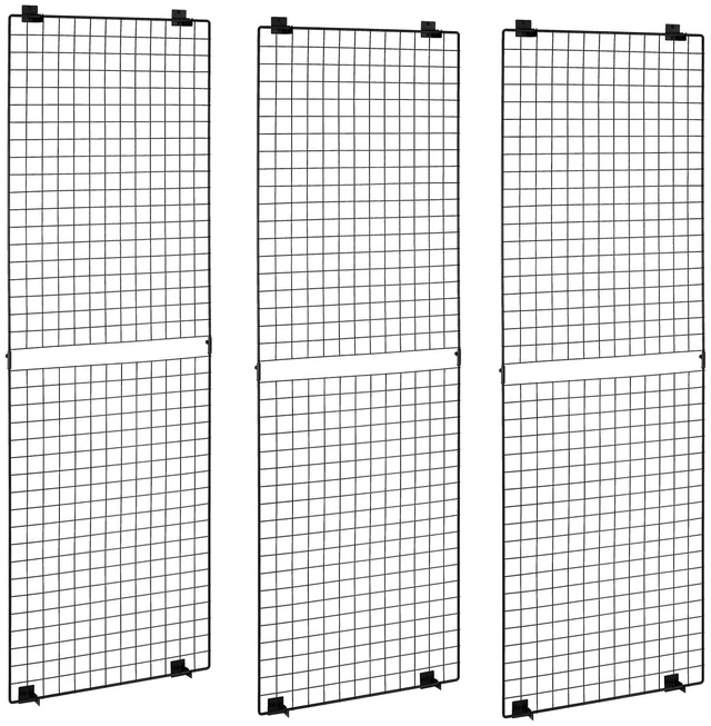 Alt view image 8 of 8 - 3 Packs Grid Wall Panels, 2 x 6 ft Wire Grid Panels Display Rack, Wall-Mounted Art Display Shelf, Black Carbon Steel Wall Hanging Gridwall for Craft Show, Decoration, Storage, Notice Board