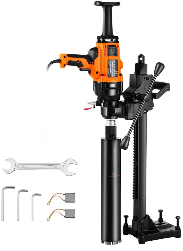 Alt view image 16 of 16 - Core Drill Machine, 0.8-6.3in Drilling Diameter Handheld Diamond Core Drill Rig with Stand and Core Drill Bit, 2000W Rugged Concrete Core Drill, Wet and Dry Use, For Concrete, Brick, Marble