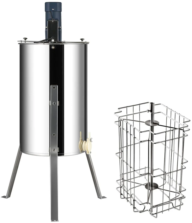 Alt view image 16 of 16 - VEVOR Electric Honey Extractor, 2/4 Frames Honey Spinner Extractor, Stainless Steel Beekeeping Extraction, Honeycomb Drum Spinner with Lid, Apiary Centrifuge Equipment with Height Adjustable Stand