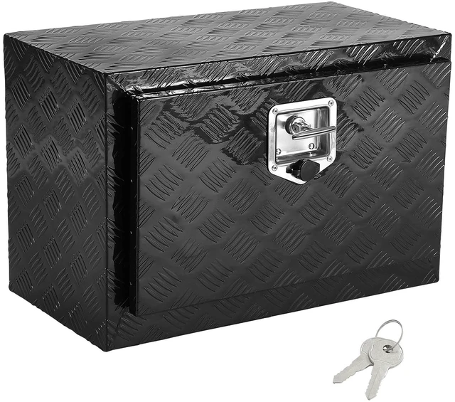 Alt view image 8 of 8 - Underbody Truck Box, 24" x 12" x 14" Pickup Storage Box, Heavy Duty Aluminum Diamond Plate Tool Box with Lock and Keys, Waterproof Trailer Storage Box with T-Handle Latch for Truck, Van, Trailer