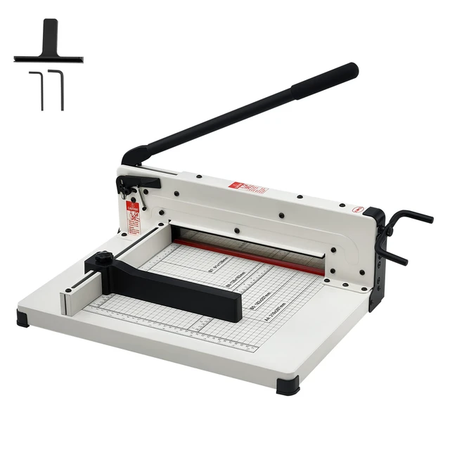 Alt view image 8 of 8 - Heavy Duty Paper Cutter, 12" Industrial Commercial Guillotine Paper Cutter for A4 Paper, 400 Sheet Capacity, Solid Steel Construction, Stack Paper Trimmer for Office Home School Shop, White