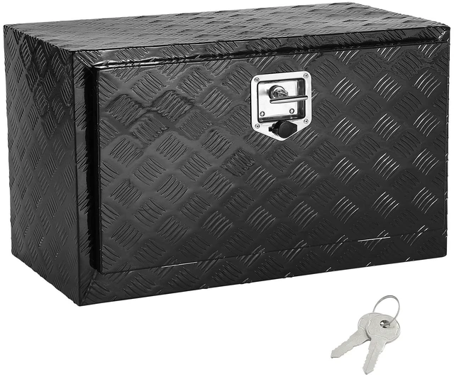 Alt view image 8 of 8 - Underbody Truck Box, 30" x 17" x 18" Pickup Storage Box, Heavy Duty Aluminum Diamond Plate Tool Box with Lock and Keys, Waterproof Trailer Storage Box with T-Handle Latch for Truck, Van, Trailer
