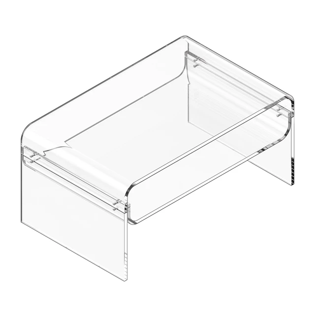 Alt view image 8 of 8 - Acrylic Coffee Table, 2 Tiers Center Table with Storage Shelf, Modern Rectangle Acrylic Coffee Desk, Ideal for Dining Room, Kitchen Island, Restaurant, Office, 19.7 x 31.5 x 15 in (Clear)