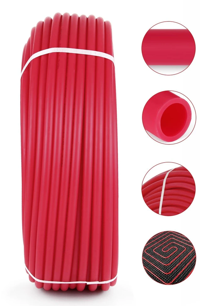 Alt view image 2 of 2 - Oxygen Barrier PEX Tubing - 1/2 Inch X 900 Feet Tube Coil - EVOH PEX-B Pipe for Residential Commercial Radiant Floor Heating Pex Pipe (1/2\" O2-Barrier, 900Ft/Red)
