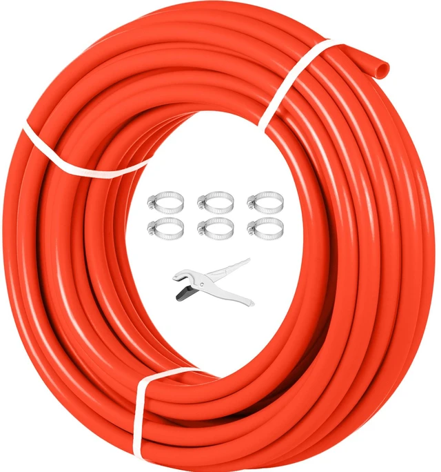 Alt view image 8 of 8 - Oxygen-Barrier PEX Tubing 300Ft Red + 300Ft Blue 1/2 Inch Radiant Floor PEX Pipe Radiant Heat Floor Heating Plumbing Cold and Hot Water Tubing
