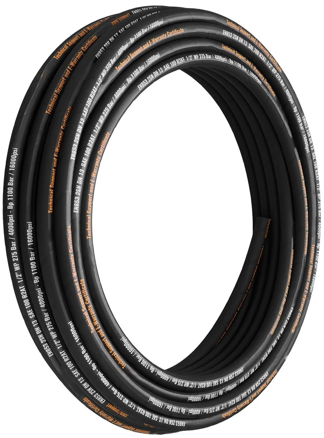 Alt view image 2 of 2 - Hydraulic Hose 1/2 inch x 100 ft, Coiled Hydraulic Hose 4000 PSI, Rubber Hydraulic Hose with 2 High-Tensile Steel Wire Braid, Bulk Hydraulic Hose -20 to 140, Hydraulic Oil Flexible Hose