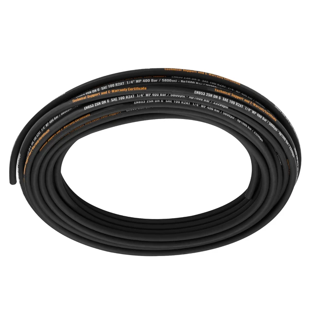 Alt view image 8 of 8 - Hydraulic Hose 1/4 inch x 100 ft, Coiled Hydraulic Hose 5800 PSI, Rubber Hydraulic Hose with 2 High-Tensile Steel Wire Braid, Bulk Hydraulic Hose -20 to 140, Hydraulic Oil Flexible Hose