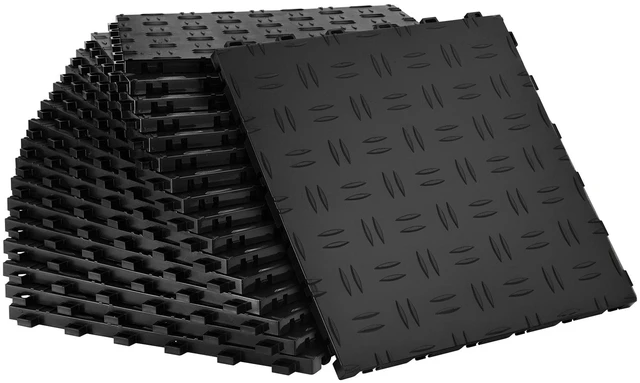 Alt view image 8 of 8 - Garage Tiles Interlocking, 12 x 12 x 0.53 inch 25 Pack Garage Floor Covering Tiles, Non-Slip Double-Sided Texture Garage Flooring Tiles, for Garages, Basements, Repair Shops, Black