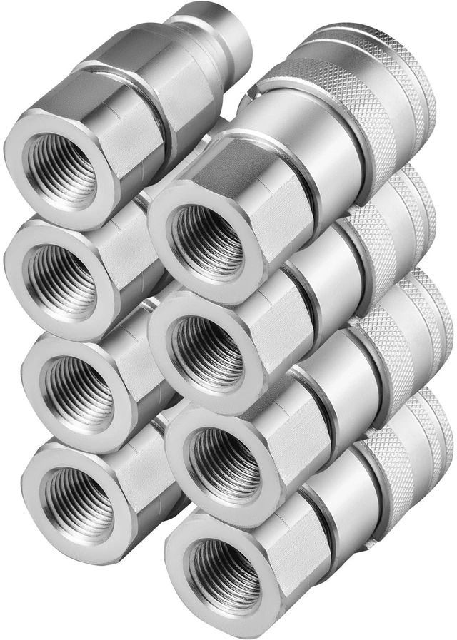 Alt view image 8 of 8 - Hydraulic Coupler 1/2 Body with 1/2" NPT Thread 27.6 MPa Hydraulic Quick Connect 4 Pairs Hydraulic Coupling Quick Connect 45.5 L/min Hydraulic Quick Coupler