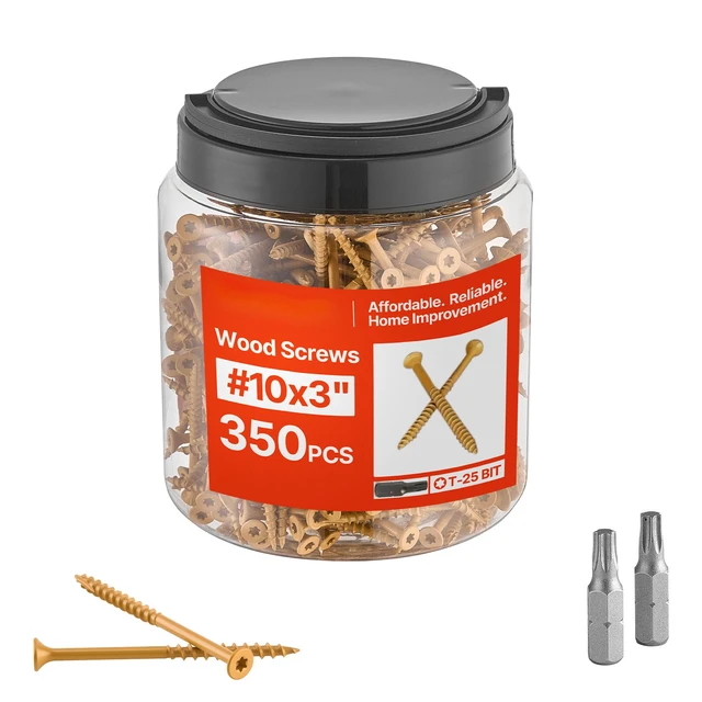Alt view image 9 of 9 - Wood Screws 350 PCS, #10 x 3-Inch Anti-Rust Coated, Exterior Deck Screw Torx/T25 Star Drive, Metal Rust-Resistant Outdoor Decking Screws with 2 Screw Connectors, for Decking Fencing Framing