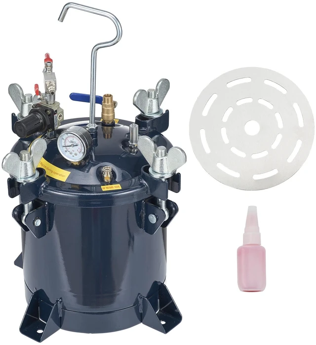 Alt view image 8 of 8 - 10L/2.5gal Spray Paint Pressure Pot Tank, 70PSI Max Air Paint Pressure Pot, Metal Rack and Leak Repair Sealant for Industry Home Decor Architecture Construction Automotive Painting