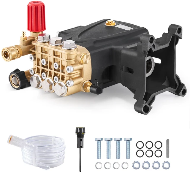 Alt view image 8 of 8 - Pressure Washer Pump, 1" Shaft Horizontal Triplex Plunger, 4000 PSI, 4.0GPM, Replacement Power Washer Pumps Kit with Hardware, Compatible with Simpson MorFlex 40224, 40225, 40226, Santoprene