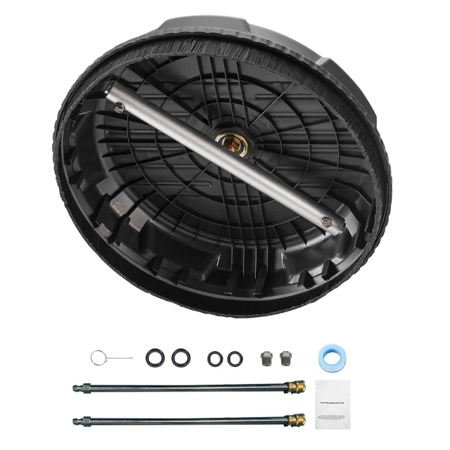 Alt view image 8 of 8 - 15" Pressure Washer Surface Cleaner, Plastic Pressure Washer Attachments with 4 Wheels, 4000 Max PSI, 1/4 Quick Connector, 2 Spray Nozzles, 2 Extended Wands for Driveway, Sidewalk, Patio, Deck