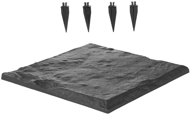 Alt view image 8 of 8 - Garden Stepping Stones, 8Pcs 15.5 x 15.5 in, Decorative Stepping Stones with Stakes, Weather-Resistant Plastic Pathway Pavers, Smooth Surface, Outdoor Walkway for Lawn Patio Landscape, Grey