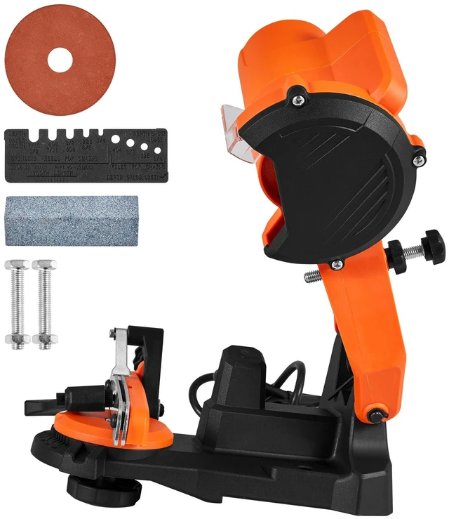 Alt view image 9 of 9 - Electric Chainsaw Sharpener, 85W Bench Saw Chain Sharpener 5000RPM, Professional Chainsaw Sharpening Tool with 2 Grinding Wheels for Woodworking, Logging, Gardening