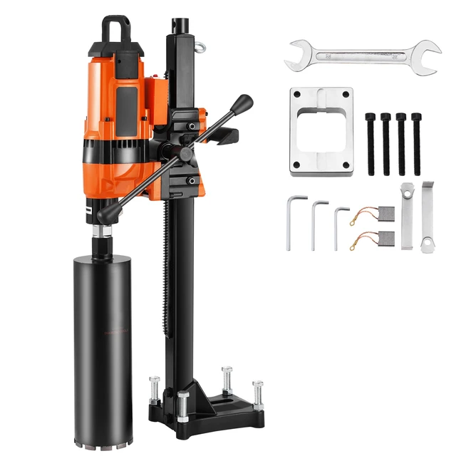 Alt view image 10 of 10 - Core Drill Machine, 0.8-11.8in Drilling Diameter Diamond Core Drill Rig with Stand and Core Drill Bit, 3500W Rugged Concrete Core Drill, Wet and Dry Use, For Concrete, Brick, Marble