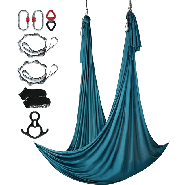 Alt view image 11 of 11 - Aerial Silk & Yoga Swing, 11 Yards, Aerial Yoga Hammock Kit with 100gsm Nylon Fabric, Full Rigging Hardware & Easy Set-up Guide, Antigravity Flying for All Levels Fitness Bodybuilding, Green