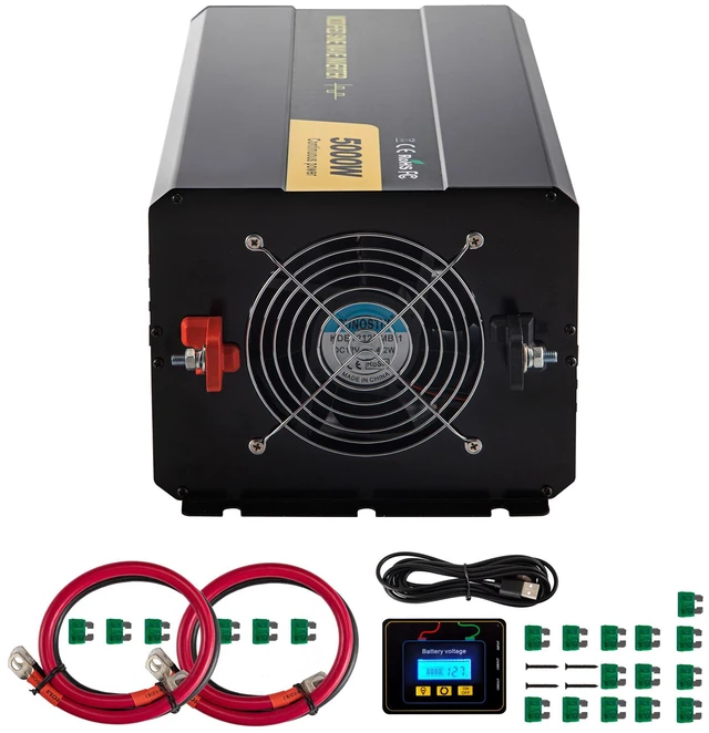 Alt view image 8 of 8 - Power Inverter, 5000W Modified Sine Wave Inverter, DC 12V to AC 120V Car Converter, with LCD Remote Controller, LED Indicator, AC Outlets Inverter for Truck RV Car Boat Travel Camping Emergency
