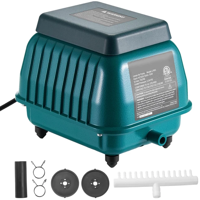 Alt view image 8 of 8 - Linear Air Pump, 1110 GPH Air Flow, Septic Aerator Pump, Aeration System for 10 ft Deep Ponds, Fit for Septic Tanks, Aquariums, Waste Treatment, Seafood Restaurants, Fish Farms, Hydroponics