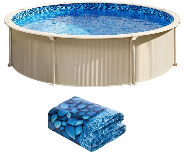 Alt view image 8 of 8 - 27-ft Round Above Ground Pool Liner, Unibead Pool Liners, Standard Gauge, 52inch Wall Height, Designed for Steel Sided Above-Ground Swimming Pools