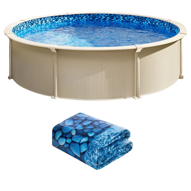 Alt view image 8 of 8 - 8-ft Round Above Ground Pool Liner, Overlap Pool Liners, Standard Gauge Vinyl, 48-to-54inch Wall Height, Designed for Steel Sided Above-Ground Swimming Pools